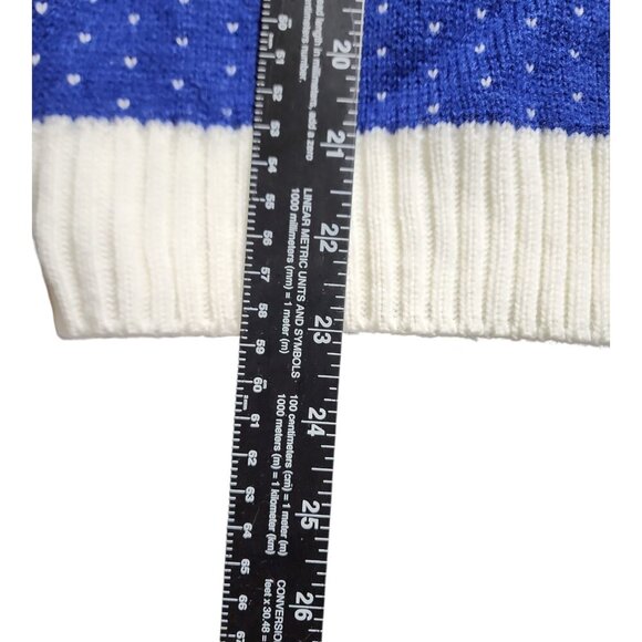 Holiday Christmas Sweater Unisex L Blue Reindeer Snowflake Festive Knit - Picture 5 of 7